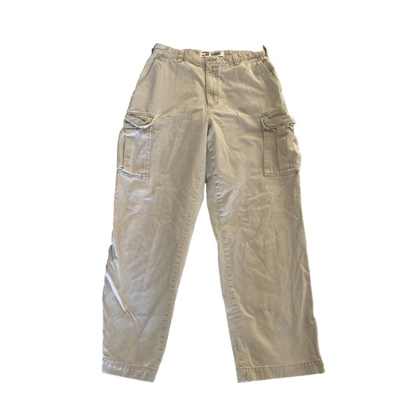 Tommy Hilfiger Vintage 90s Y2K Mens Cargo Pants Size 34/32 Khaki Beige Baggy - Picture 4 of 8